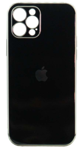 Силиконовый чехол для Apple iPhone 12 Pro глянцевый с окантовкой черный