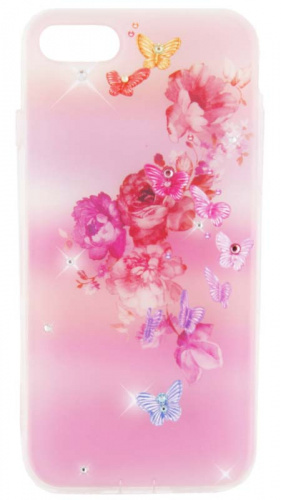 Задняя накладка Kingxbar для Apple iPhone 7/8 со стразами цветы и бабочки
