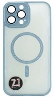 Силиконовый чехол для Apple iPhone 13 Pro Max magsafe с защитой камеры голубой