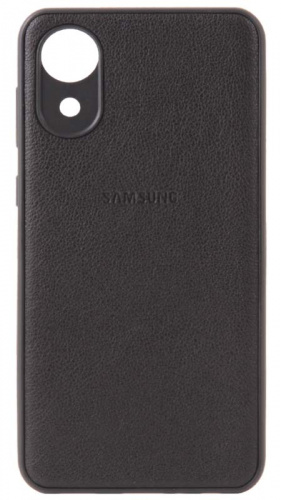 Силиконовый чехол для Samsung Galaxy A03 Core/A032 кожа с лого черный