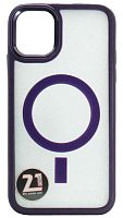 Силиконовый чехол для Apple iPhone 11 прозрачный magsafe металл кнопка фиолетовый