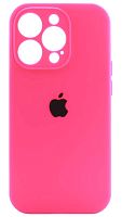 Силиконовый чехол Soft Touch для Apple iPhone 14 Pro с защитой камеры лого неоновый розовый