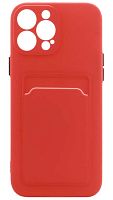 Силиконовый чехол для Apple iPhone 13 Pro Max с кардхолдером красный