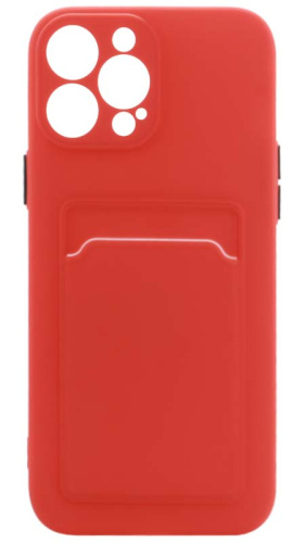 Силиконовый чехол для Apple iPhone 13 Pro Max с кардхолдером красный