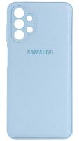 Силиконовый чехол для Samsung Galaxy A13/A135 с защитой камеры кожа с лого голубой