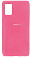Силиконовый чехол для Samsung Galaxy A41/A415 с лого розовый