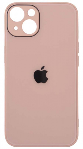 Силиконовый чехол для Apple iPhone 13 стеклянный с защитой камеры персиковый