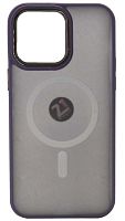 Силиконовый чехол MagSafe для Apple iPhone 14 Pro Max хром с глянцевой камерой фиолетовый