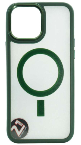 Силиконовый чехол для Apple iPhone 13 Pro Max прозрачный magsafe металл кнопка зеленый