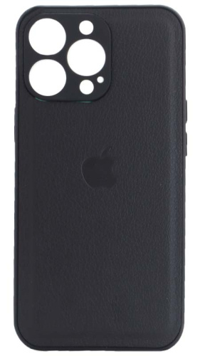Силиконовый чехол для Apple iPhone 13 Pro с защитой камеры кожа с лого черный