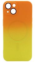 Силиконовый чехол для Apple iPhone 14 MagSafe с защитой линз оранжевый/желтый