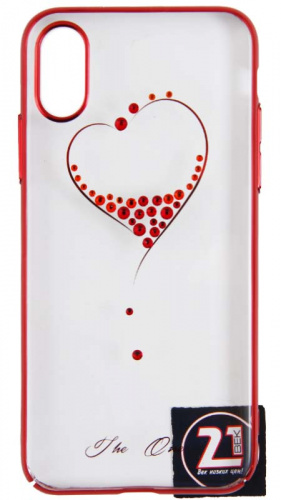 Задняя накладка Kingxbar для Apple iPhone X/XS со стразами сердце красный