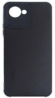 Силиконовый чехол для Realme C30 кожа с лого черный