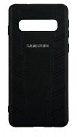Силиконовый чехол для Samsung Galaxy S10/G973 кожа с прострочками черный