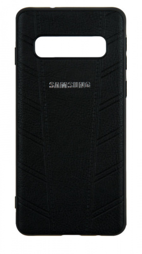 Силиконовый чехол для Samsung Galaxy S10/G973 кожа с прострочками черный