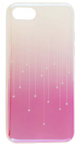 Силиконовый чехол для Apple iPhone 7 прозрачный со стразами SC046 розовый