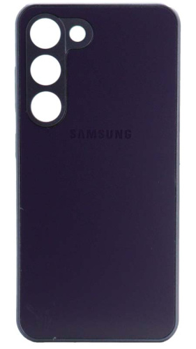 Силиконовый чехол для Samsung Galaxy S23 матовое стекло с лого фиолетовый
