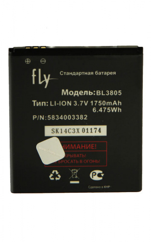 Аккумуляторная батарея Fly IQ4402/IQ4404 (BL3805) 1750mAh 100% ОРИГИНАЛ