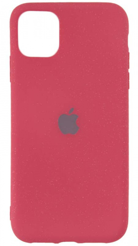 Силиконовый чехол для Apple iPhone 11 матовый с блестками розовый