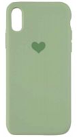 Силиконовый чехол для Apple iPhone X/XS Soft Touch сердце зеленый