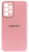 Силиконовый чехол для Samsung Galaxy A33/A336 стеклянный с защитой камеры розовый