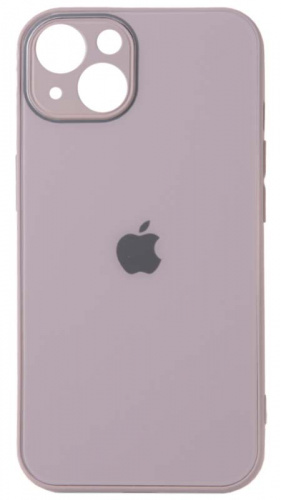 Силиконовый чехол для Apple iPhone 13 стеклянный с защитой камеры светло-сиреневый