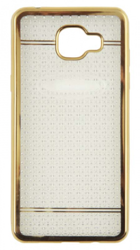 Силиконовый чехол для Samsung Galaxy A510/A5 (2016) белый с блестящими ромбиками и золото окантовкой