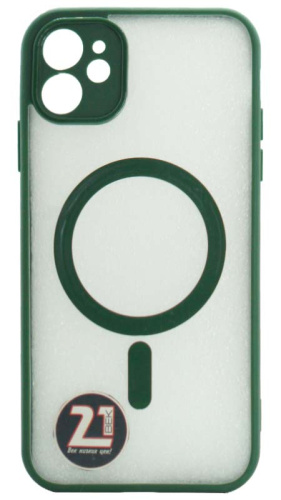 Силиконовый чехол для Apple iPhone 11 MagSafe с окантовкой и защитой камеры зеленый