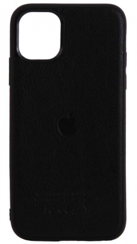 Силиконовый чехол для Apple iPhone 11 кожа с лого чёрный
