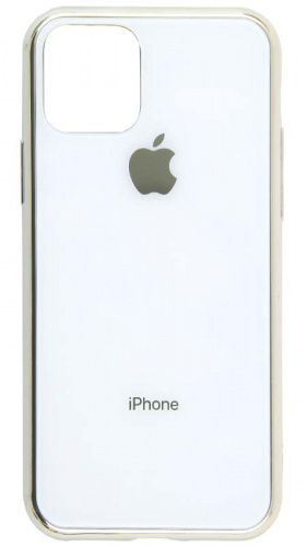 Силиконовый чехол для Apple iPhone 11 Pro стеклянный с лого белый