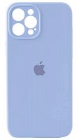 Силиконовый чехол Soft Touch для Apple iPhone 12 Pro Max с защитой камеры лого светло-голубой