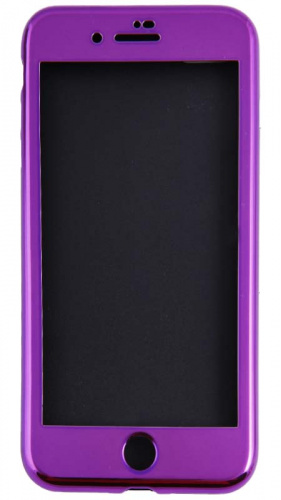 Силиконовый чехол 360 градусов для Apple iPhone 7 Plus/8 Plus стеклянный фиолетовый