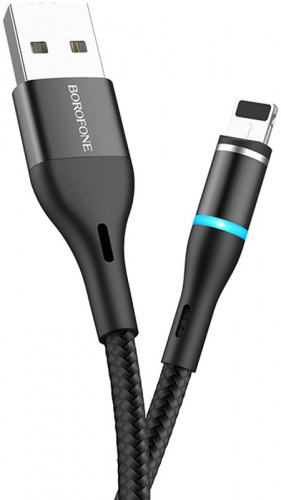 Кабель USB - Lightning Borofone BU16 Skill Magnetic 1.2м 2.4A черный