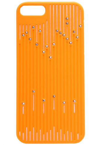 Задняя накладка для iPhone 5 со стразами (полосатая оранжевая)