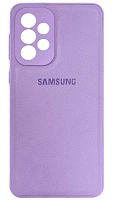 Силиконовый чехол для Samsung Galaxy A33/A335 с защитой камеры кожа с лого сиреневый