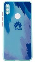 Силиконовый чехол для Huawei Honor 8A/Y6 (2019) стеклянный краски голубой
