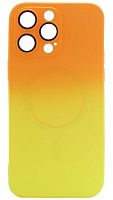 Силиконовый чехол для Apple iPhone 14 Pro Max MagSafe с защитой линз оранжевый/желтый