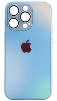 Силиконовый чехол для Apple iPhone 14 Pro стекло градиентное голубой