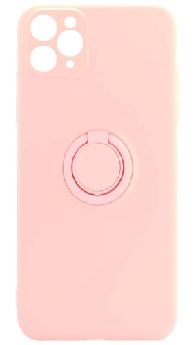 Силиконовый чехол для Apple iPhone 11 Pro Max матовый с кольцом персиковый