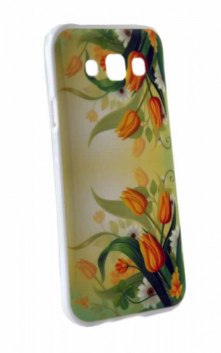 Силиконовый чехол Lily для SAMSUNG SM-E500F Galaxy E5 Жёлтые тюльпаны и ромашки