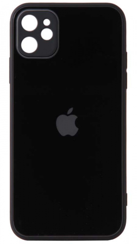 Силиконовый чехол для Apple iPhone 11 стеклянный с защитой камеры черный