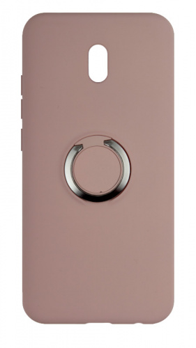 Силиконовый чехол Soft Touch для Xiaomi Redmi 8A с держателем бледно-розовый