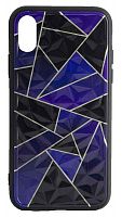 Силиконовый чехол для Apple iPhone X/XS Margin glass (Фиолетовые треугольники)