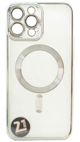Силиконовый чехол для Apple iPhone 13 Pro Max magsafe серебро