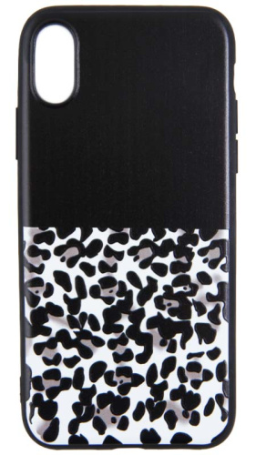 Силиконовый чехол Apple iPhone X/XS леопардовый принт черно-белый гориз.