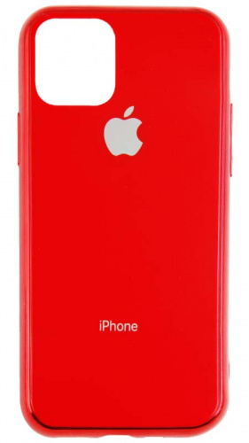 Силиконовый чехол для Apple iPhone 11 Pro стеклянный с лого красный