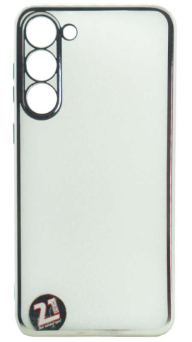 Силиконовый чехол для Samsung Galaxy S23 Plus с окантовкой серебро