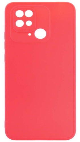 Силиконовый чехол для Xiaomi Redmi 10C с защитой камеры неоновый розовый