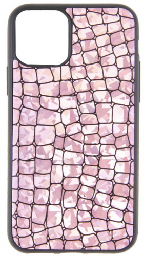 Силиконовый чехол для Apple iPhone 11 Pro Крокодил перламутр розовый