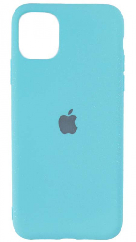 Силиконовый чехол для Apple iPhone 11 Pro Max матовый с блестками голубой